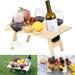 Wooden Outdoor Folding Picnic Table with Wine Glass Holder Portable Wooden Snack Table Tray for Cheese and Fruit Ideal for Camping Beach Outdoors