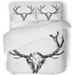 KXMDXA 3 Piece Bedding Set Deer Reindeer Skull Antlers Ink Boho Rustic and Elk Skeleton Twin Size Duvet Cover with 2 Pillowcase for Home Bedding Room Decoration