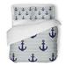 ZHANZZK 3 Piece Bedding Set Navy Anchored Blue Stripped with Anchors Aqua Billboard Boat Border Dock Twin Size Duvet Cover with 2 Pillowcase for Home Bedding Room Decoration