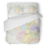 ZHANZZK 3 Piece Bedding Set City Greater Manchester County Map Area Outline United Administrative Twin Size Duvet Cover with 2 Pillowcase for Home Bedding Room Decoration