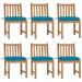 vidaXL 1/2/4/6/8x Solid Wood Teak Patio Chairs with Cushions Multi Colors