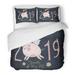 ZHANZZK 3 Piece Bedding Set Pink Adorkable Doodle for New Year Cute Unicorn Pig Face Symbol in The Calendar Cartoon Angel Twin Size Duvet Cover with 2 Pillowcase for Home Bedding Room Decoration