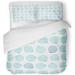 ZHANZZK 3 Piece Bedding Set Blue with Scallop Shells in Engraved Style Underwater with Seashells Twin Size Duvet Cover with 2 Pillowcase for Home Bedding Room Decoration