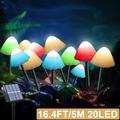 16.4 Feet 20 LED Solar Powered Mushroom Lights Outdoor Mushroom String LED Lights Mini Solar Landscape Lights Decoration for Garden Patio Yard Landscape Decoration