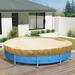 14 Ft Round Pool Cover For Above Ground Pools Swimming Pool Cover Protector Winter Safety Cover (Beige)