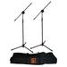 MR DJ MS600PKG 2 Microphone Stands with Mic Holder Clips & Carry Bag