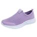 ZIZOCWA Breathable Mesh Women S Slip On Casual Shoes Outdoor Comfortable Non-Slip Soft Sole Tennis Shoes Lightweight Summer Walking Shoe Purple Size41