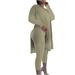 Wyongtao Women Plus Size 2 Piece Outfits Long Sleeve Tunic Tops and Skinny Long Pant Sets Tracksuits Khaki M