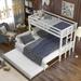 Vintage Full over Full Bunk Bed with Built-in Ladder - Solid Wood Slats Support - Kids' Bedroom Furniture