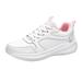 ZIZOCWA Leisure Running Travel Shoes Sneakers for Women Solid Color Lace Up Tennis Sports Shoes Soft Bottom Shoes Breathable Non-Slip White Size38