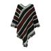 Women Cardigan Cloak Casual Horizontal Stripe Winter Sweater V Neck Daily Outfit