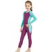 Kids Full Body Swimsuit Girls Boys Long Sleeve Protection Swimming Suit Front Zip Quick Dry Clothes