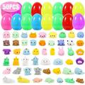50 Pcs Filled Easter Eggs Easter Basket Stuffers with 24 Pcs Mini Mochi Squishy Toys Easter Eggs Perfect for Easter Eggs Hunt Easter Party Favor Classroom Easter Prize Supplies
