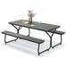 6FT Picnic Table Bench Set HDPE Table for 6-8 Person Brown/Grey