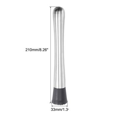 Muddler Thickened 304 Stainless Steel 3.3cm 21cm Anti-slip for Cocktail - Silver, Black