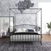 Queen Size Detachable Queen Anti-Noise Metal Canopy Bed, Black Metal 4 Poster with Headboard and Footboard,Black