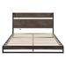 Contemporary Metal Solid Wood Storage Queen Panel Bed with Socket