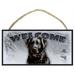 Black Lab (Labrador) Winter Season Welcome 10 x 5 Wooden Sign / Plaque with art by Scott Rogers