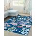 Unique Loom Daisy Bloom Rug Rectangle 10 0 x 14 1 Navy Blue Modern Floral Living Room Bed Room Dining Room