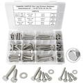 100pcs Hex Lag Bolts Screws Washer Assortment Kit 304 Stainless Steel Hex Head Lag Screws Heavy Duty Wood Lag Screws Assortment Kit Silver 1/4 5/16 3/8