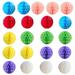 FZFLZDH 21pcs window ceiling decoration paper flower ball paper honeycomb ball lanterns (3 bright red +3 yellow +3 light purple +3 sky blue +3 dark pink +3 white +3 emerald green)