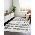 Unique Loom Cotton Chindi Collection Area Rug Ivory 9 0 x 12 0 Rectangular