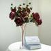 Efavormart Parck of 2 | Bushes Burgundy Peony Rose Bud And Hydrangea Artificial Silk Flower Bouquets For Wedding Home Floral Arrangement