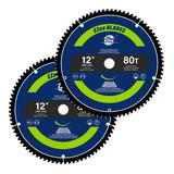 EZee Circular Saw Blades 12 Inch 80 Tooth with 1 Arbor Carbide-Tipped Miter Saw Blade for Various Wood Cutting Woodworking Saw Blade Replacement Blade for Miter Saw/Table Saw CS12-80TF(2pack)