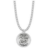 Extel Medium Sterling Silver Round St. Michael Medal Pendant Patron Saint of Police Officers for Men Women with 20 chain