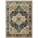 HomeRoots 4 x 6 ft. Blue Gold Gray Orange Ivory & Teal Oriental Power Loom Stain Resistant Rectangle Area Rug