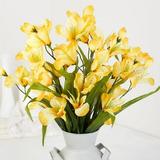 Artificial Yellow Alstroemeria Peruvian Lily Silk Flower Bush - Realistic Sunshine Lilies Bouquet (Size: 20 H)