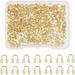 300 Pcs 18k Gold Plated Brass Crimp Beads Horseshoe Wire Guard Loops U Shaped Open Tube Crimp Beads Covers Bead End Clamps Wire Guardians Thread Protector for Jewelry DIY Craft Making