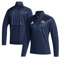 Men's adidas Navy Georgia Tech Yellow Jackets Sideline AEROREADY Raglan Sleeve Quarter-Zip Jacket