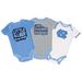 Infant Champion Carolina Blue/Gray/White North Tar Heels 3-Pack Bodysuit Set