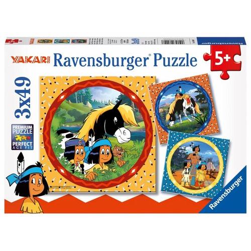 Ravensburger 080007 - Yakari, der tapfere Indianer, 3x49 Teile, Kinderpuzzle - Ravensburger Verlag