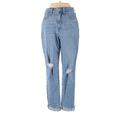Madewell Jeans - High Rise Straight Leg Boyfriend: Blue Bottoms - Women's Size 26 - Distressed Wash