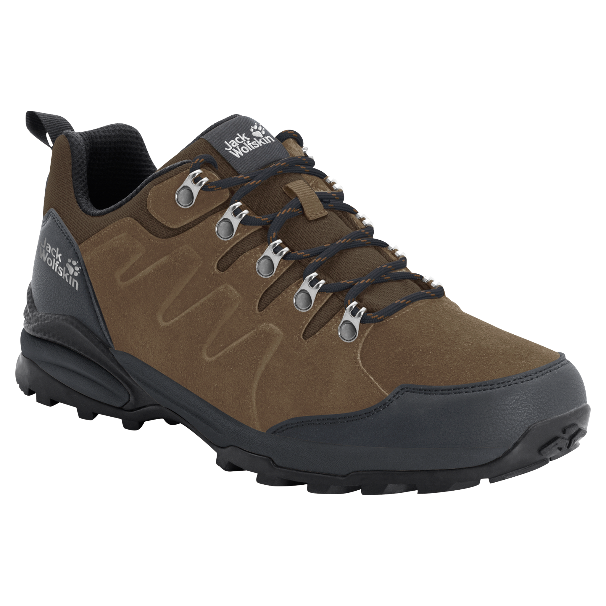 Wanderschuh JACK WOLFSKIN "REFUGIO TEXAPORE LOW M", Damen, Gr. 42,5, braun, Leder, Textil, Schuhe Wanderschuh, wasserdicht, Trekkingschuh