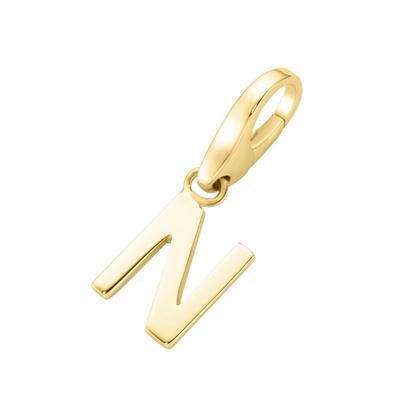 Giorgio Martello Milano - Charm Buchstabe N, Silber 925 Charms & Kettenanhänger 1 ct Gold Damen