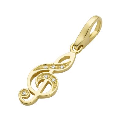 Giorgio Martello Milano - Charm Notenschlüssel mit Zirkonia, Silber 925 Charms & Kettenanhänger 1 ct Gold Damen