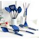Rorence Silicone Cooking Utensil Kitchen Utensil Set: 12 Pieces Kitchen Gadgets for Baking Mixing Non-Stick & Heat Resistance Silicon and Stainless Steel Handles (Utensil Holder Not Included) - Blue