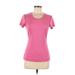 Under Armour Active T-Shirt: Pink Color Block Activewear - Women's Size Medium