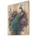 Langley Street® Cute Peacock Floral Art I - Rectangle Print on Wood in Brown | 20 H x 12 W x 1 D in | Wayfair F9944890DC5D428191E0E3CA16A4C223