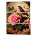 Design Art Blossoming Pink Vintage Rose III - Floral Rose Canvas Wall Art Set Canvas in White | 28 H x 36 W x 1 D in | Wayfair PT81217-3PV