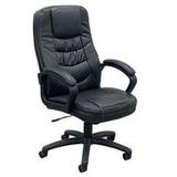 Tufted Black Leather High Back Swivel Chair