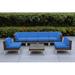 Latitude Run® Ravshan 6 - Person Seating Group w/ Cushions Metal in Blue/Brown | 28 H x 113 W x 30 D in | Outdoor Furniture | Wayfair