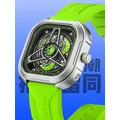 Montre de sport verte pour hommes bracelet en silicone montres à quartz carrées étanches marque
