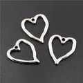 50PCS Silver Color Charms Heart Pendants Carved Hearts For Bracelet Necklace Jewelry Making A2356