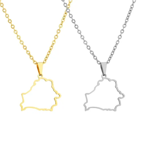 Fashion Outline Belorussia Map Pendant Necklace For Women Girls Stainless Steel Belorussia Map Party Jewelry Gifts