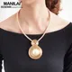 MANILAI Simulated Pearl Chokers Necklaces For Women Handmade Rope Chain Bib Collar Maxi Statement
