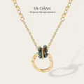 YA-CHAN Stainless Steel Chains Necklaces for Women African turquoise Natural Stone Pendant 18K Gold